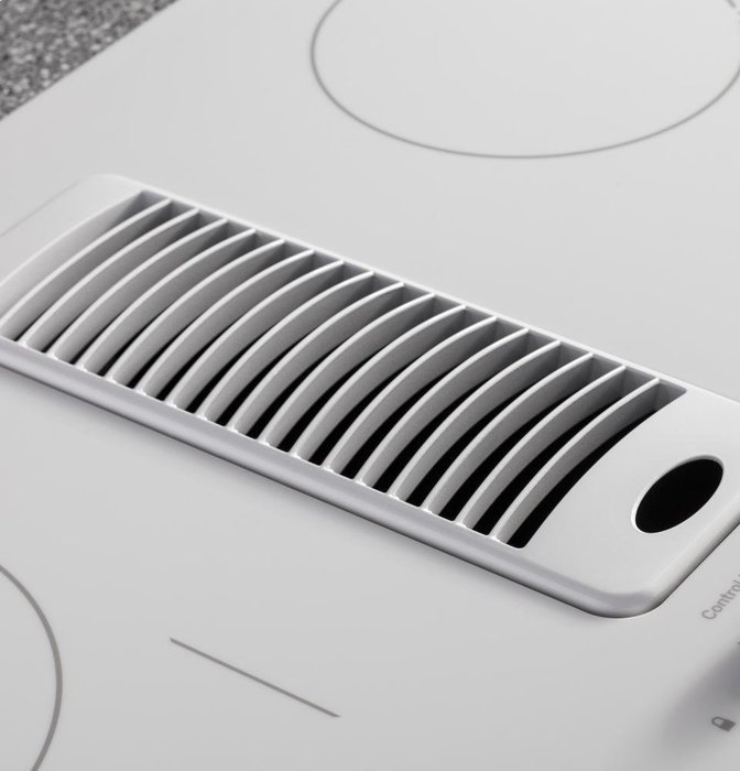 GE Profile 30" White Electric Cooktop With Downdraft N5