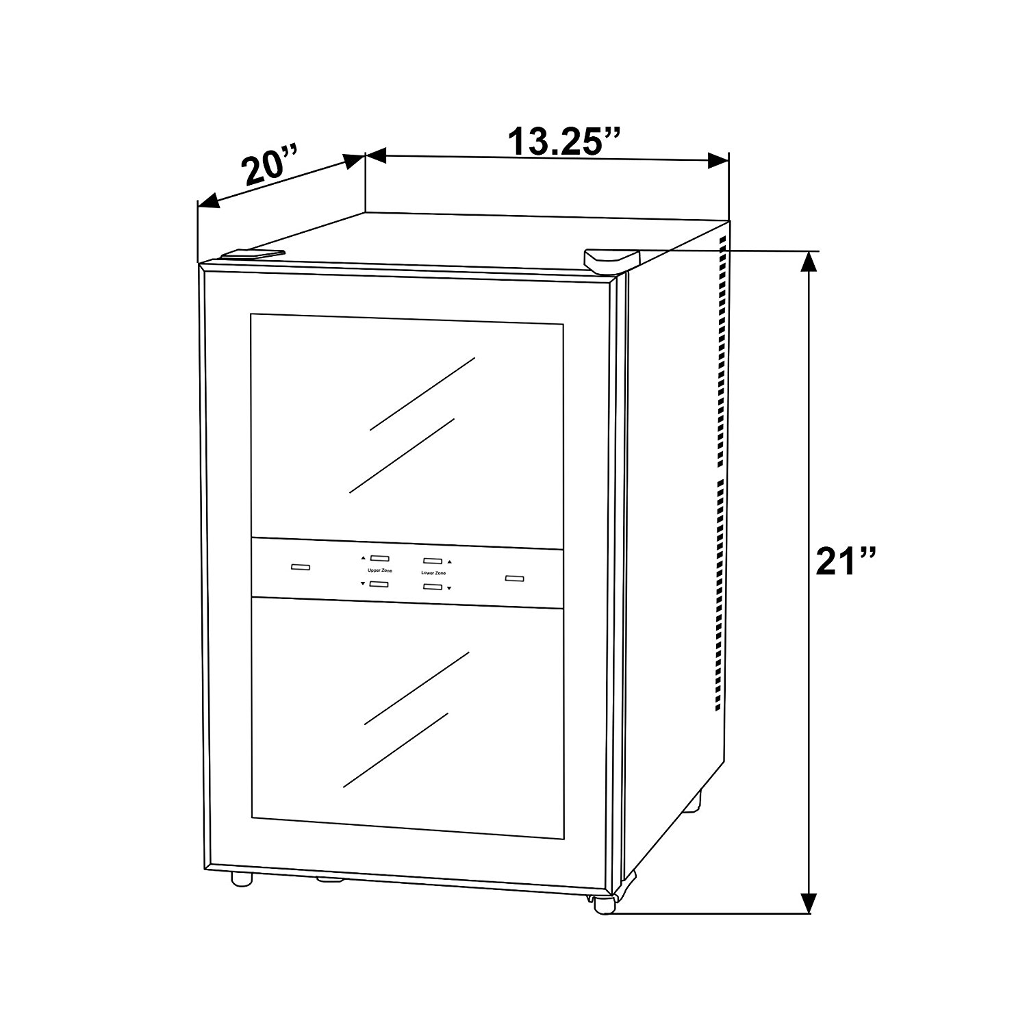 AKDY 12 Bottles Dual Zone Black Finish Reversible Doors Push Button