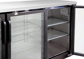 Kegco Commercial Back Bar Cooler Refrigerator with Three Glass Doors N3
