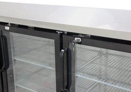 Kegco Commercial Back Bar Cooler Refrigerator with Three Glass Doors N4