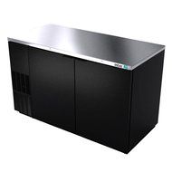 Back Bar Cooler, 59‐1/2", two‐section, (2) solid doors, (852) 12 oz can capacity, (4) adjustable coated wire shelves...