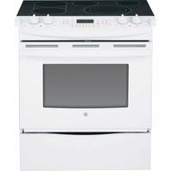 GE JS750DFWW 30" White Electric Slide-In Smoothtop Range - Convection
