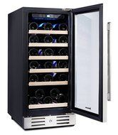 Kalamera 15'' Wine refrigerator 30 Bottle Built-in or Freestanding with Stainless Steel &amp; Double-Layer Tempered... N3