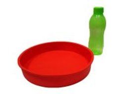 1 Piece Silicone Round Cake Pan Colour Red Wine or Red + Free Tupperware Eco Bottle 500ml
