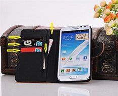 SYCOM Premium Folio Case for Samsung Galaxy Note 2 Note II N7100 with Card Holder (BRN4). 6~10 Days Delivery