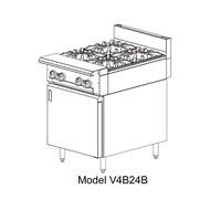 Vulcan V4B24 V Series Heavy Duty Range gas 24" modular (4) 33,000 BTU open burne