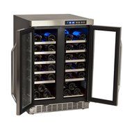 EdgeStar 36 Bottle Built-In Dual Zone French Door Wine Cooler - Black/Stainless Steel N6