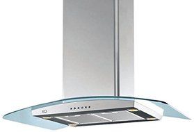 XO XOMI36G Island Glass Canopy Chimney Range Hood, Stainless/Glass