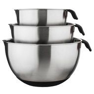 Pearington 3 Piece Mixing Bowl with Nonslip Bottom and Handle, Black N2