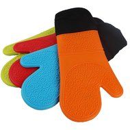 MuLuo Hot Baking Microwave Oven Cooking Mitts Heat Resistant Silicone Glove Orange N2