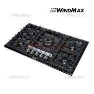 WindMax&reg; 34" Black Titanium Stainless Steel 5 Burner Built-In Stoves Gas Cooktop Cooker N3