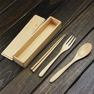 Natural Wooden Fork Spoon Chopstick Cutlery with Portable Box N3