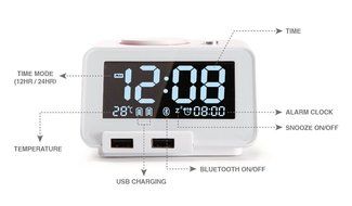 IRISTIME Homtime C1 Alarm Clock Bluetooth Speaker Dual Port USB Charging Station Phone Charger Home Dimmable Alarm... N7