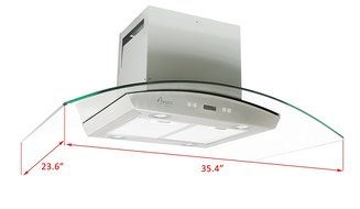 Awoco 36" RH-IG10 Stainless Steel Island Mounted 6 Speeds 900CFM Range Hood with 4 Lights N5