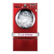 LG "Wild Cherry Red" Steam Laundry Pair with Matching Pedestals and ELECTRIC Dryer (WM2650HRA, DLEX2650R, WDP4R) N2