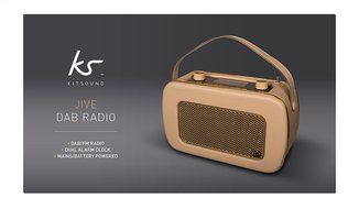 KitSound Jive Retro Portable DAB Radio with Dual Alarm Clock and Carry Handle - Cream/ Gold N7