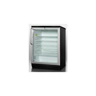 Summit SCR600BLADA: ADA compliant, commercially approved glass door beverage center with black cabinet and