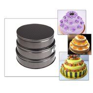 Set of Three Springform Pans Cake Bake Mould Mold Bakeware with Removable Bottom Round Shape Versatile Kitchen...