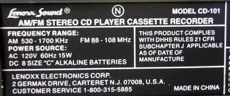 Lenoxx Sound CD-101 Compact Disc Radio Cassette Recorder Player Boombox w/ Compact Disc Display N2