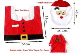 GUAngqi Christmas decoration Santa toilet Set seat cover &amp; rug &amp; tissue box cover set Gift N9