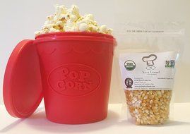 Microwave Popcorn Popper Bundle- 2 Pc Kit includes FREE USDA Certified Organic Non-GMO Popcorn Kernels-BPA free... N4