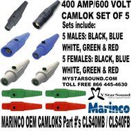 Camlok Power Connectors Set of 5 Males and Females (10 pieces) OEM Marinco Parts 400 AMP/600 VOLTS .Listed by... N2