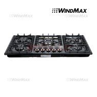 WindMax&reg; 34" Black Titanium Stainless Steel 5 Burner Built-In Stoves Gas Cooktop Cooker N4