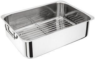 Judge Stainless Steel Chicken Turkey Beef Roasting Tray Pan Tin With Rack 37cm/14.5&quot; - H045