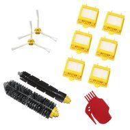 Hongfa Irobot Roomba Replacement Kit 3 Arms Side Brush, Flexible Beater Brush, Bristle Brush, Yellow Hepa Filter...