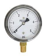 Kodiak Controls KC25-5# Low Pressure Gauge 5 PSI