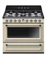 Smeg TRU90P 36" Victoria Dual Fuel Range with 5 Burners, 18K BTU Cooktop, 4.4 cu. ft. Capacity in Cream