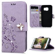 S7 Case,Samsung Galaxy S7 Case - Mavis's Diary 3D Handmade Wallet Bling Crystal Diamonds Butterfly Embossed Flowers... N24