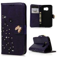 S7 Case,Samsung Galaxy S7 Case - Mavis's Diary 3D Handmade Wallet Bling Crystal Diamonds Butterfly Embossed Flowers... N25