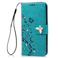 S7 Case,Samsung Galaxy S7 Case - Mavis's Diary 3D Handmade Wallet Bling Crystal Diamonds Butterfly Embossed Flowers... N30