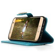 S7 Case,Samsung Galaxy S7 Case - Mavis's Diary 3D Handmade Wallet Bling Crystal Diamonds Butterfly Embossed Flowers... N31