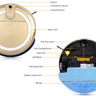 JISIWEI Vacuum Cleaning Robot i3 with Built-in HD Camera APP Remote Control for Android and iOS Smartphone (Golden) N4