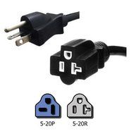 10 Foot 5-20P to 5-20R Extension Power Cord, 20 Amps, 125V
