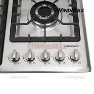WindMax&reg; 34" Stainless Steel Circular Frame 5 Burners Stove NG/LPG Gas Cooktops Cooker N2