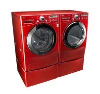 LG "Wild Cherry Red" Steam Laundry Pair with Matching Pedestals and ELECTRIC Dryer (WM2650HRA, DLEX2650R, WDP4R) N5