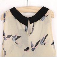 Banggood New Women Doll Collar Vest Sleeveless Birds Printed Casual Tank Tops
