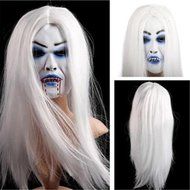 ShungHO Halloween Scary Props Toothy Zombie Bride With White Hair Horror Ghost Mask N2