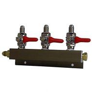 3 Way CO2 Distributor, 1/4" MFL with Shutoff-2PK