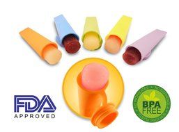 5 Silicone Ice Popsicle Maker Molds with Attached Caps | Squeeze Pockets Ice Pop Mold N3