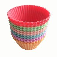 Baking Silicone Cups Soft Round Cupcake Liners - 3 Sets of 12 (Colors May Vary) N8