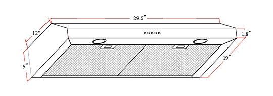 AKDY 30-Inch 3-Speed Stainless Steel Slim Under Cabinet Range Hood AZ-Y0175BK (Black) N4