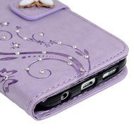 S7 Case,Samsung Galaxy S7 Case - Mavis's Diary 3D Handmade Wallet Bling Crystal Diamonds Butterfly Embossed Flowers... N40