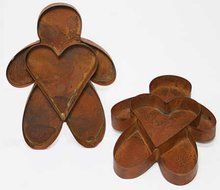 Set of 2 Primitive Ruty Tin Metal Gingerbread Man Pans N2