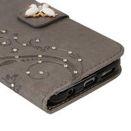 S7 Case,Samsung Galaxy S7 Case - Mavis's Diary 3D Handmade Wallet Bling Crystal Diamonds Butterfly Embossed Flowers... N42