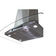 30" island mount range hood glass canopy touch screen both sides baffle filters