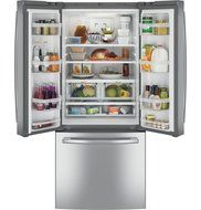 GE GNE21FSKSS 30" French Door Refrigerator with 20.8 cu. ft. Total Capacity, 2 Glass Shelves, 6 cu. ft. Freezer... N4
